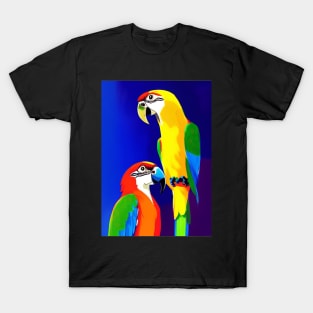 RICH COLORFUL PARROTS PURPLE  BACKGROUND T-Shirt